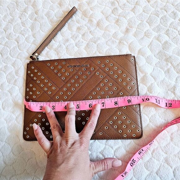 NEW Michael Kors jet set clutch brown leather purse wristlet - Picture 5 of 6